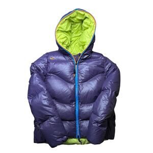 Kjus Backflip Down Puffer Ski Jacket Womens Med Zip Up Hooded Outdoor ( FLAWS )